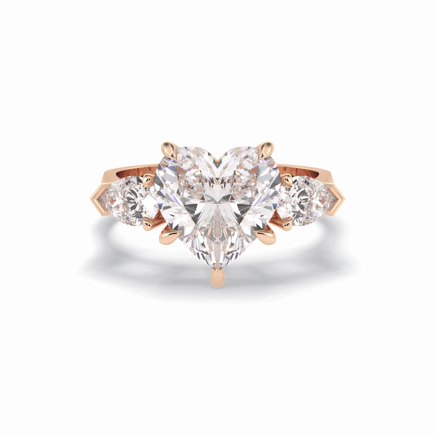Heart Three Stone Lab Grown Diamond Engagement Ring