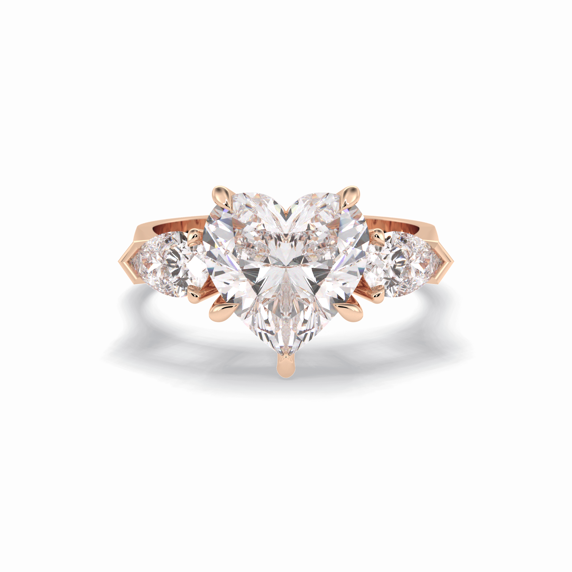 Heart Three Stone Lab Grown Diamond Engagement Ring