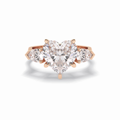 Heart Three Stone Lab Grown Diamond Engagement Ring