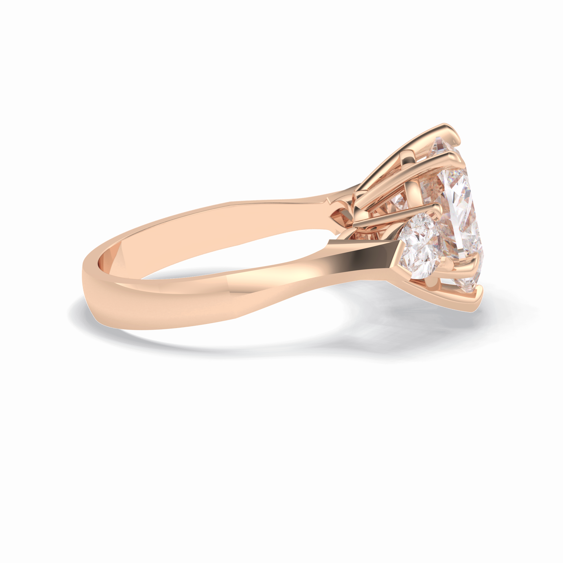 Heart Three Stone Lab Grown Diamond Engagement Ring
