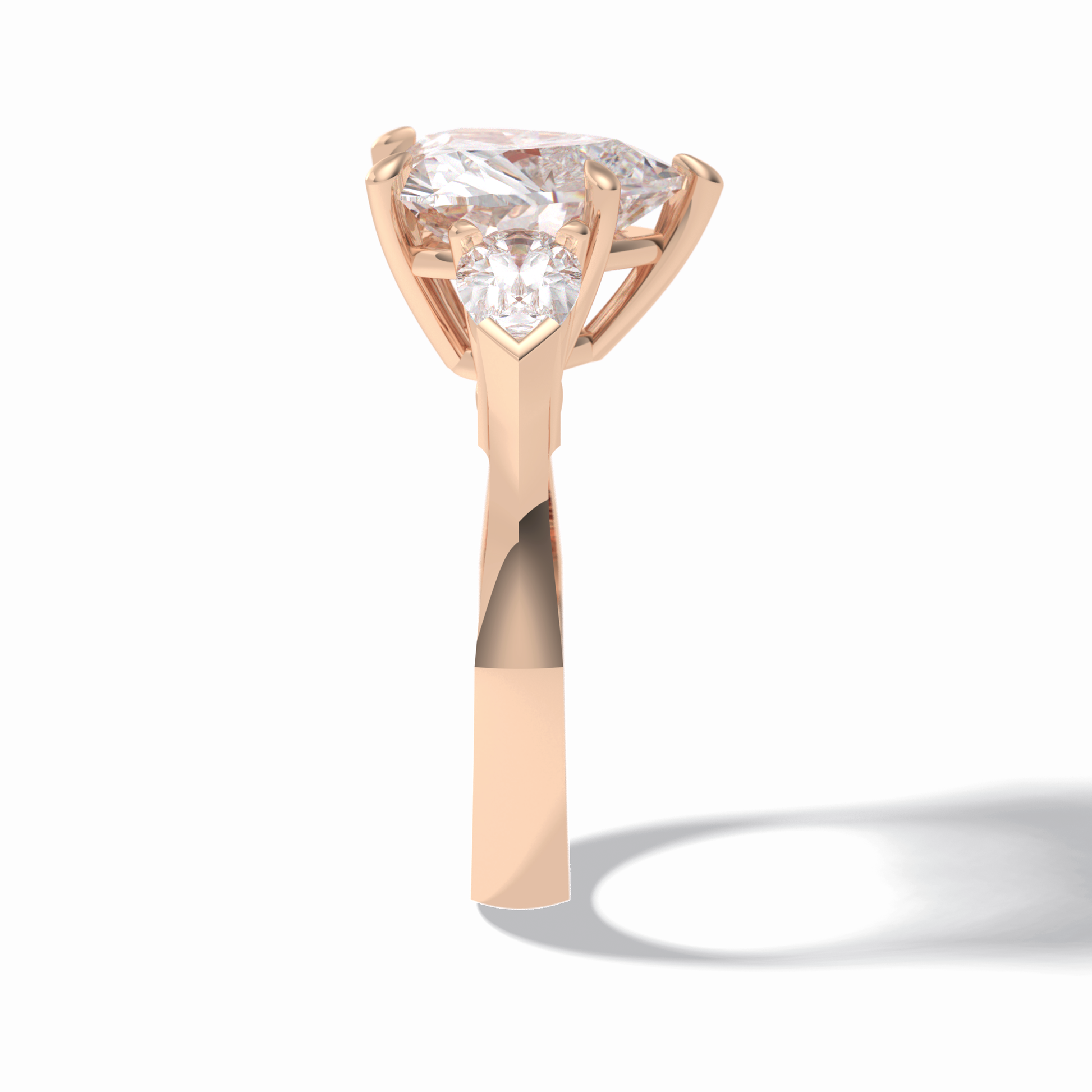 Heart Three Stone Lab Grown Diamond Engagement Ring