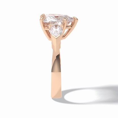 Heart Three Stone Lab Grown Diamond Engagement Ring