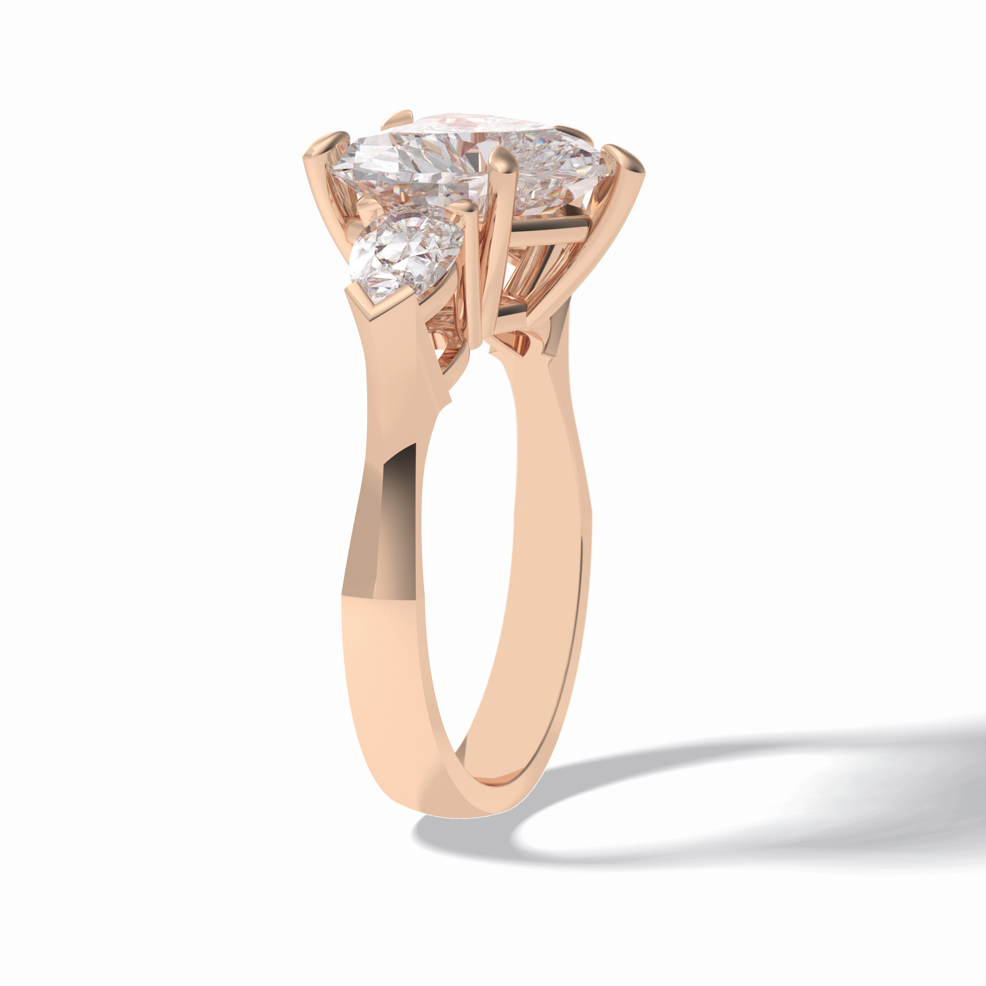 Heart Three Stone Lab Grown Diamond Engagement Ring