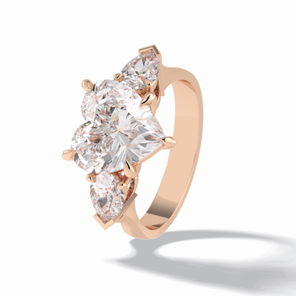 Heart Three Stone Lab Grown Diamond Engagement Ring
