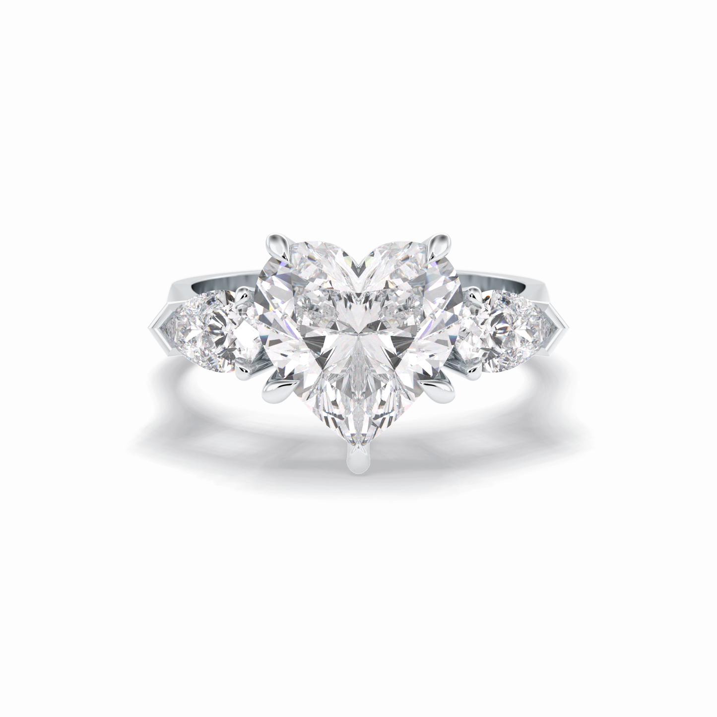 Heart Three Stone Lab Grown Diamond Engagement Ring