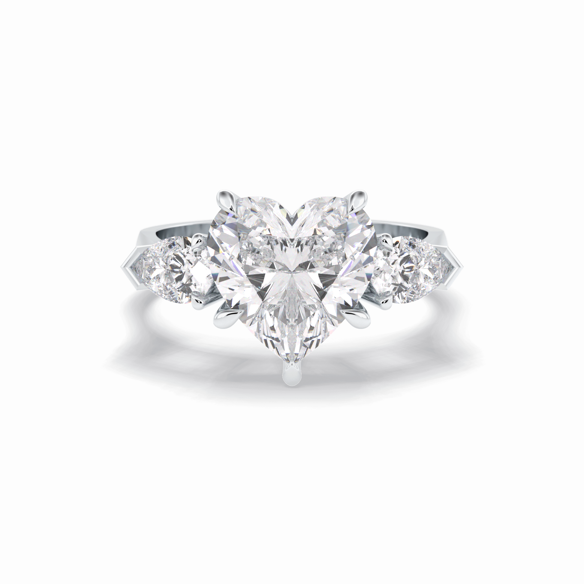 Heart Three Stone Lab Grown Diamond Engagement Ring