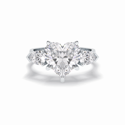 Heart Three Stone Lab Grown Diamond Engagement Ring