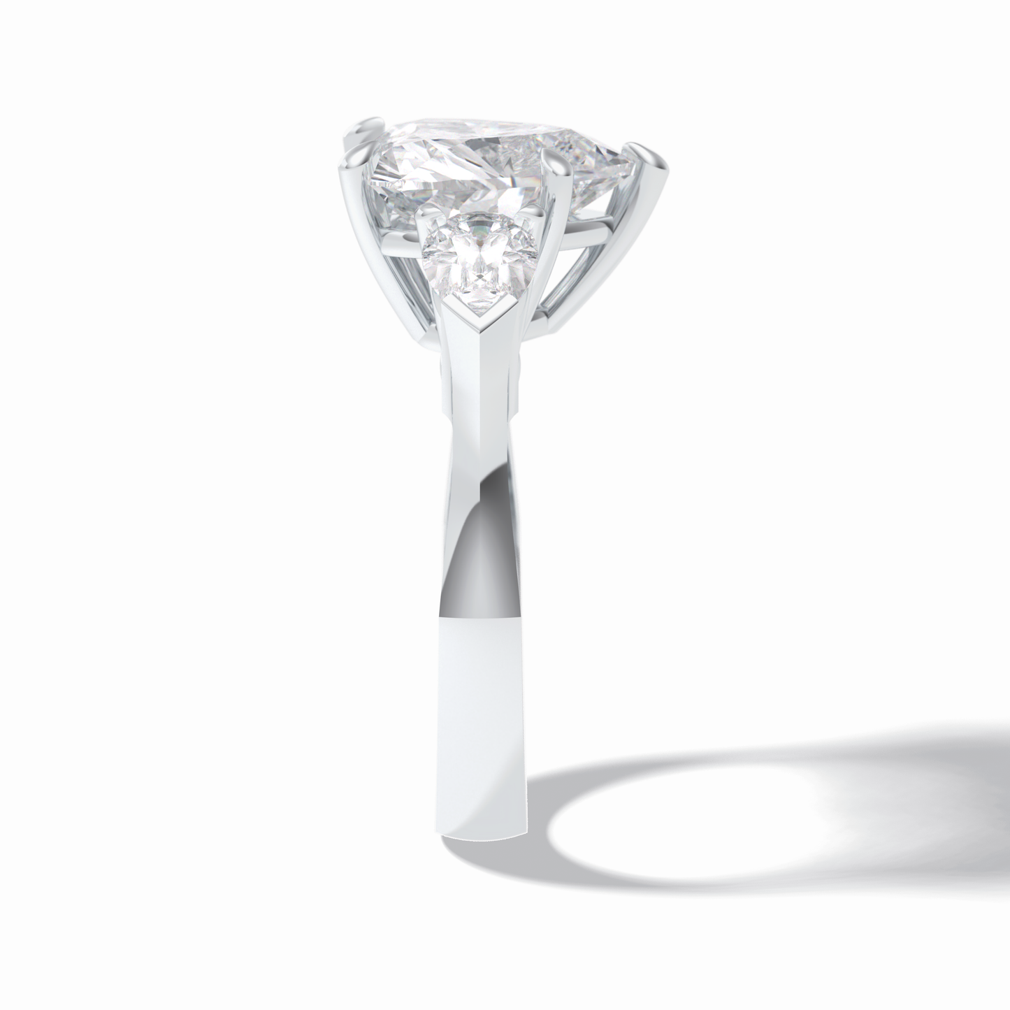 Heart Three Stone Lab Grown Diamond Engagement Ring