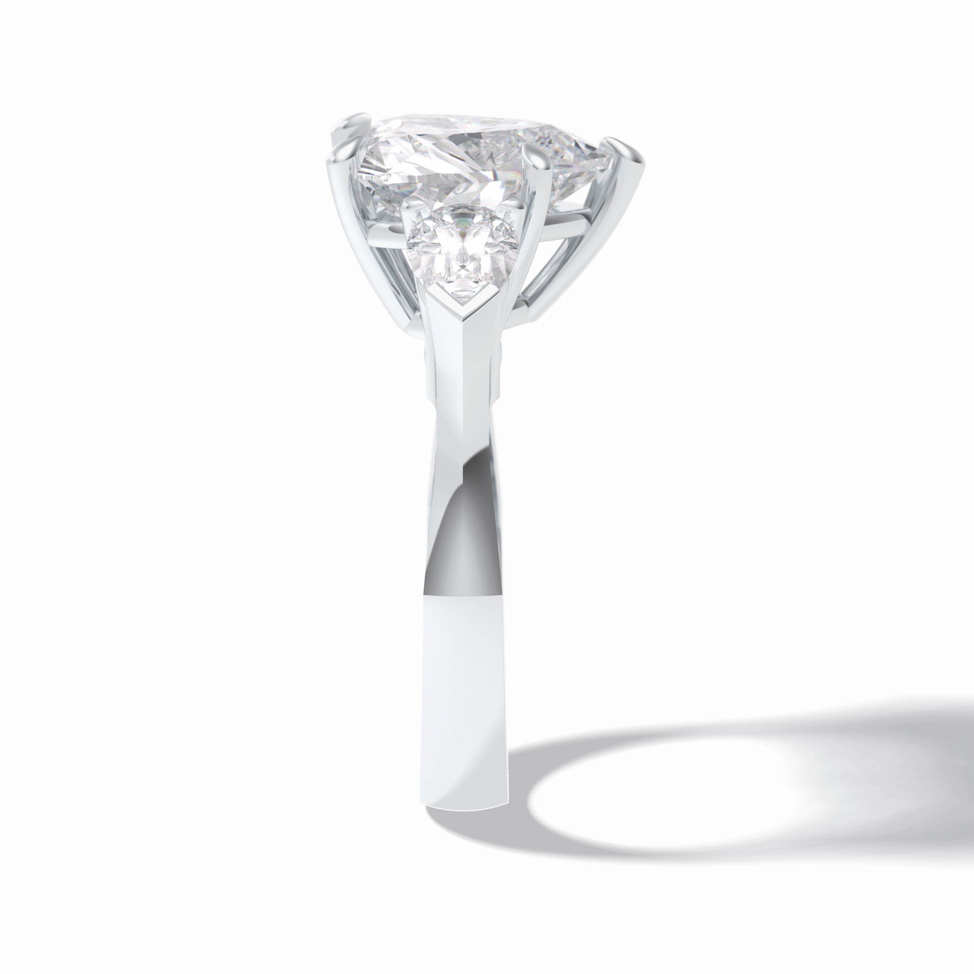 Heart Three Stone Lab Grown Diamond Engagement Ring