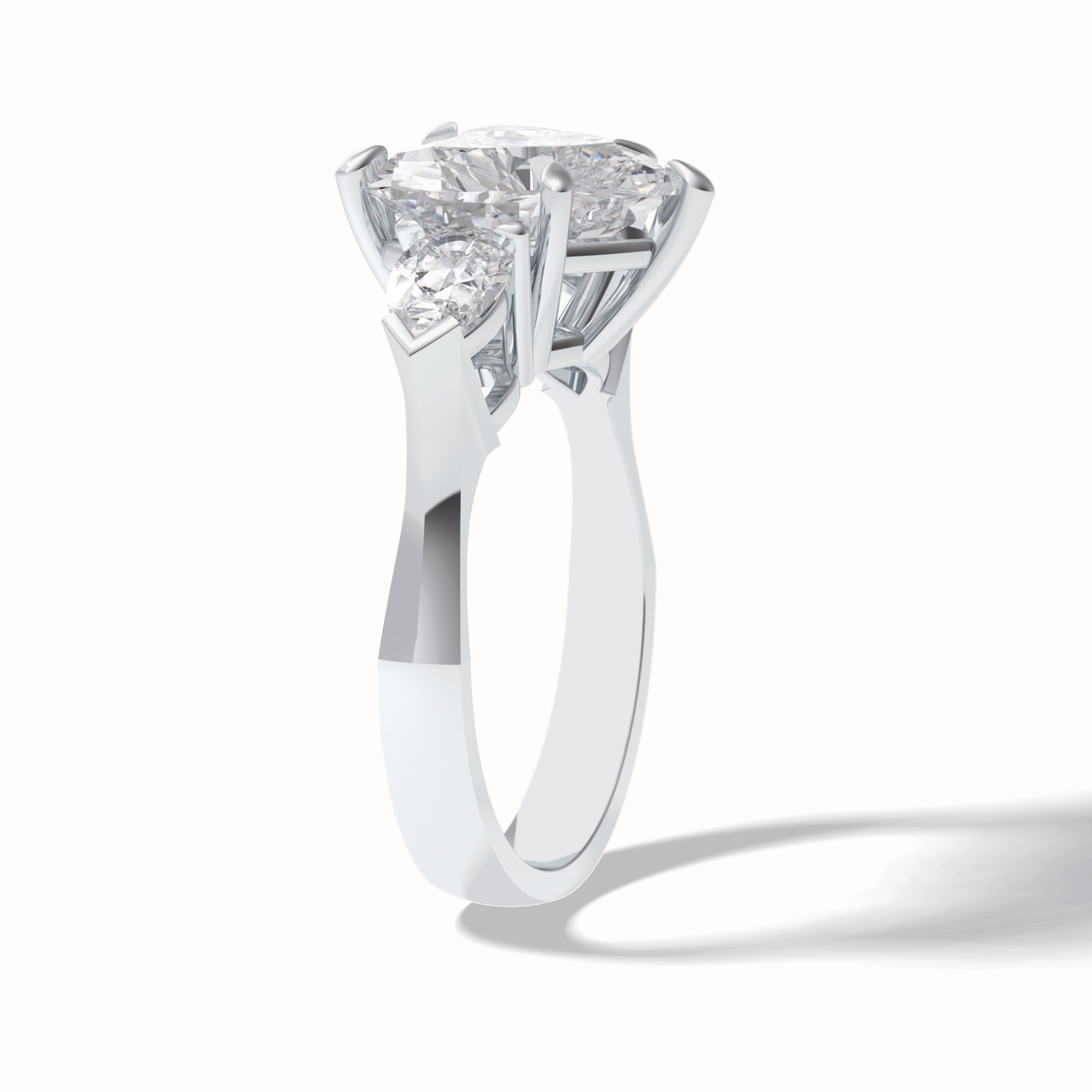 Heart Three Stone Lab Grown Diamond Engagement Ring