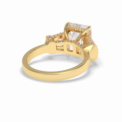 Emerald Three Stone Lab Grown Diamond Engagement Ring