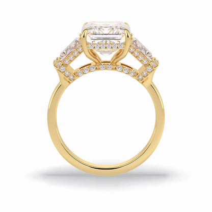 Emerald Three Stone Lab Grown Diamond Engagement Ring