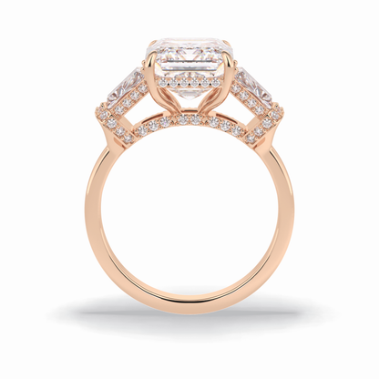 Emerald Three Stone Lab Grown Diamond Engagement Ring