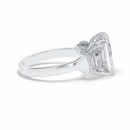 Emerald Three Stone Lab Grown Diamond Engagement Ring