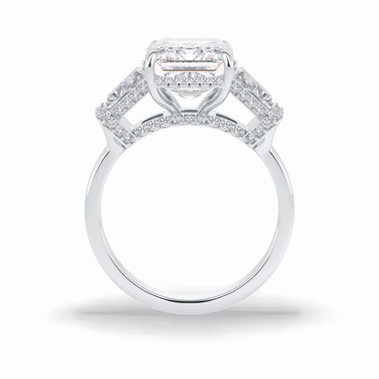 Emerald Three Stone Lab Grown Diamond Engagement Ring