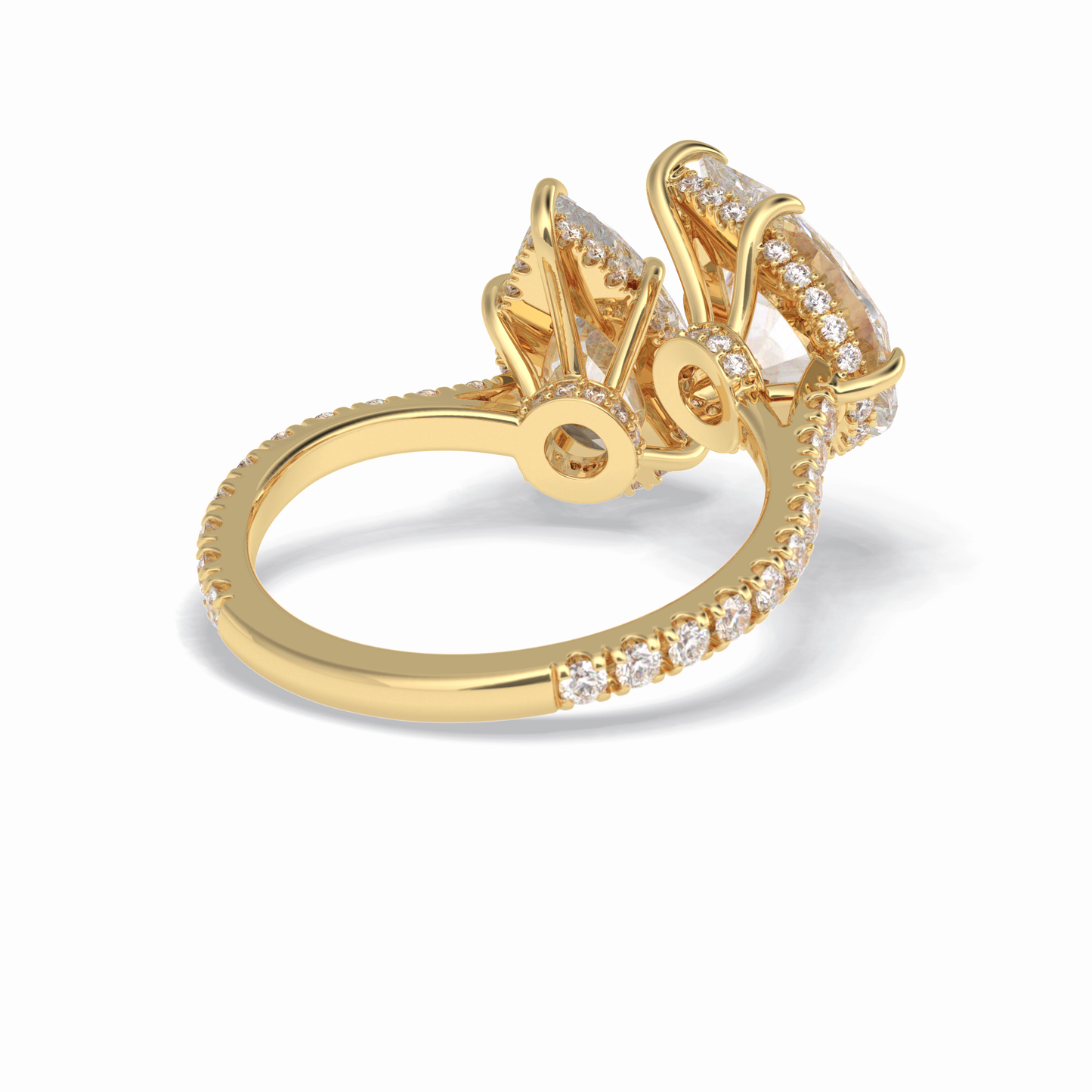 Pear Two Stone & Pave Lab Grown Diamond Engagement Ring