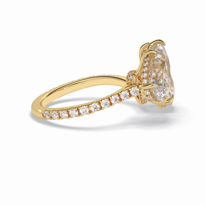Pear Two Stone & Pave Lab Grown Diamond Engagement Ring