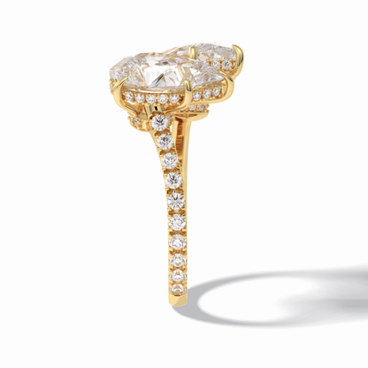 Pear Two Stone & Pave Lab Grown Diamond Engagement Ring