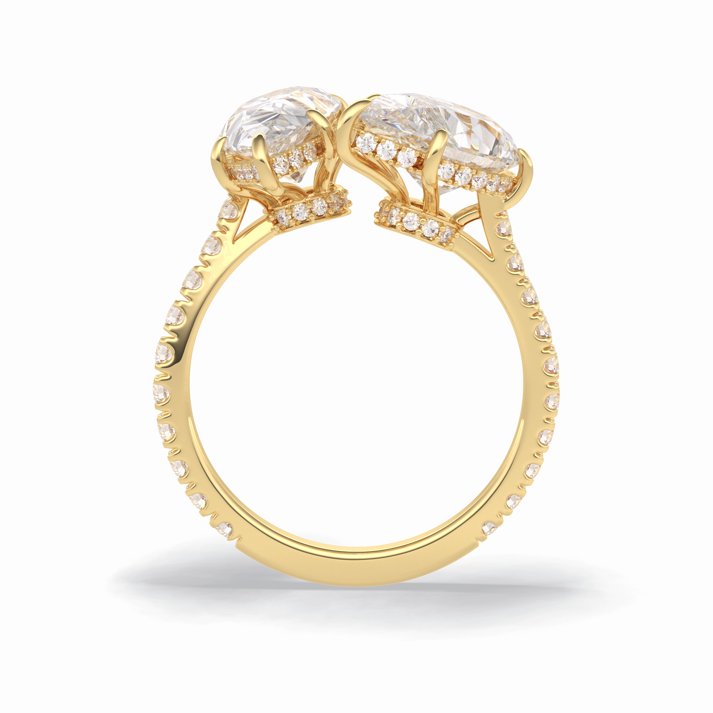 Pear Two Stone & Pave Lab Grown Diamond Engagement Ring