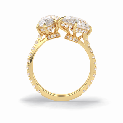 Pear Two Stone & Pave Lab Grown Diamond Engagement Ring