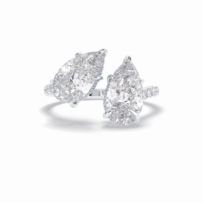 Pear Two Stone & Pave Lab Grown Diamond Engagement Ring