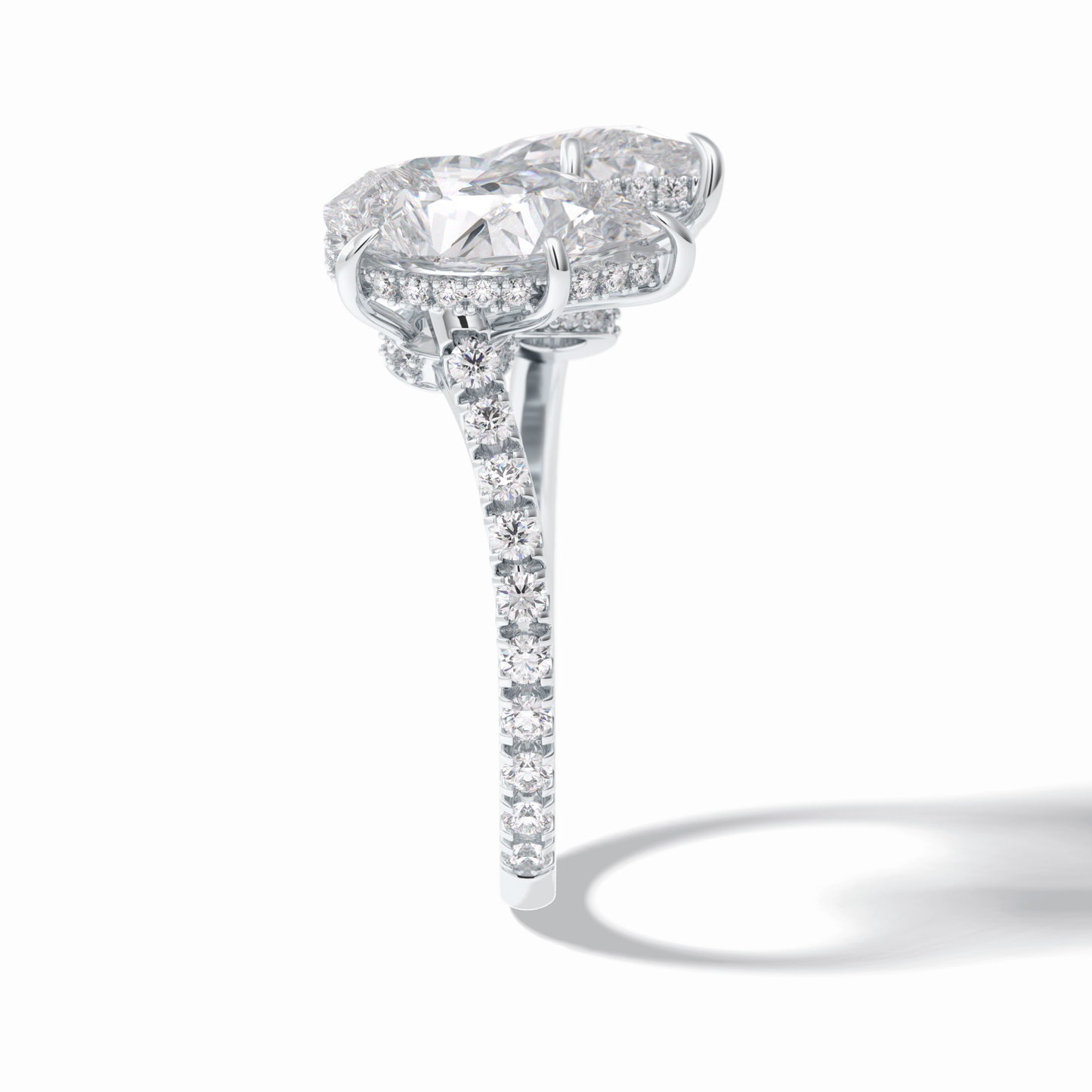 Pear Two Stone & Pave Lab Grown Diamond Engagement Ring