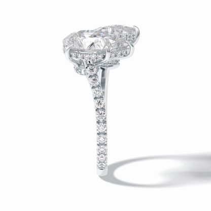 Pear Two Stone & Pave Lab Grown Diamond Engagement Ring
