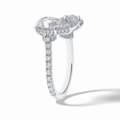Pear Two Stone & Pave Lab Grown Diamond Engagement Ring