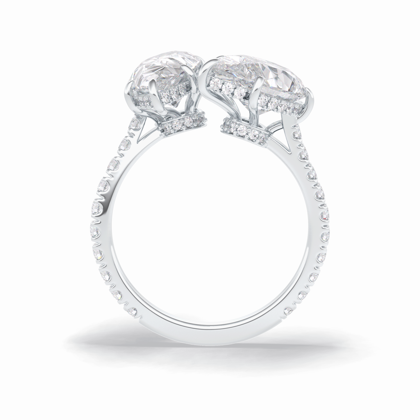 Pear Two Stone & Pave Lab Grown Diamond Engagement Ring