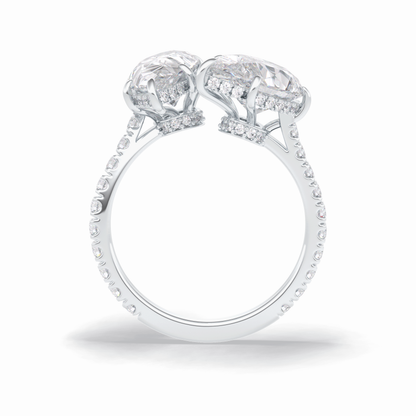 Pear Two Stone & Pave Lab Grown Diamond Engagement Ring