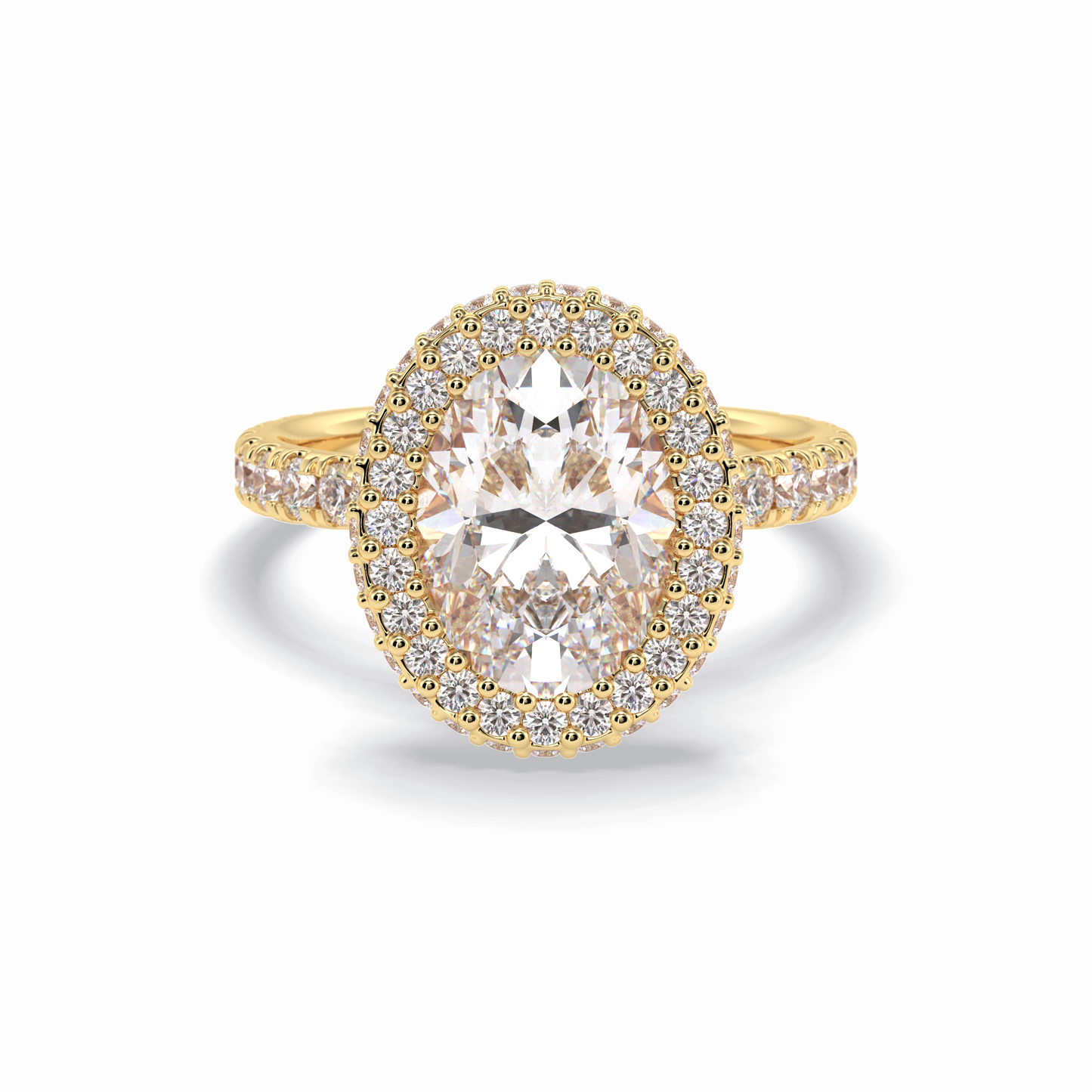 Oval Halo & Pave Lab Grown Diamond Engagement Ring