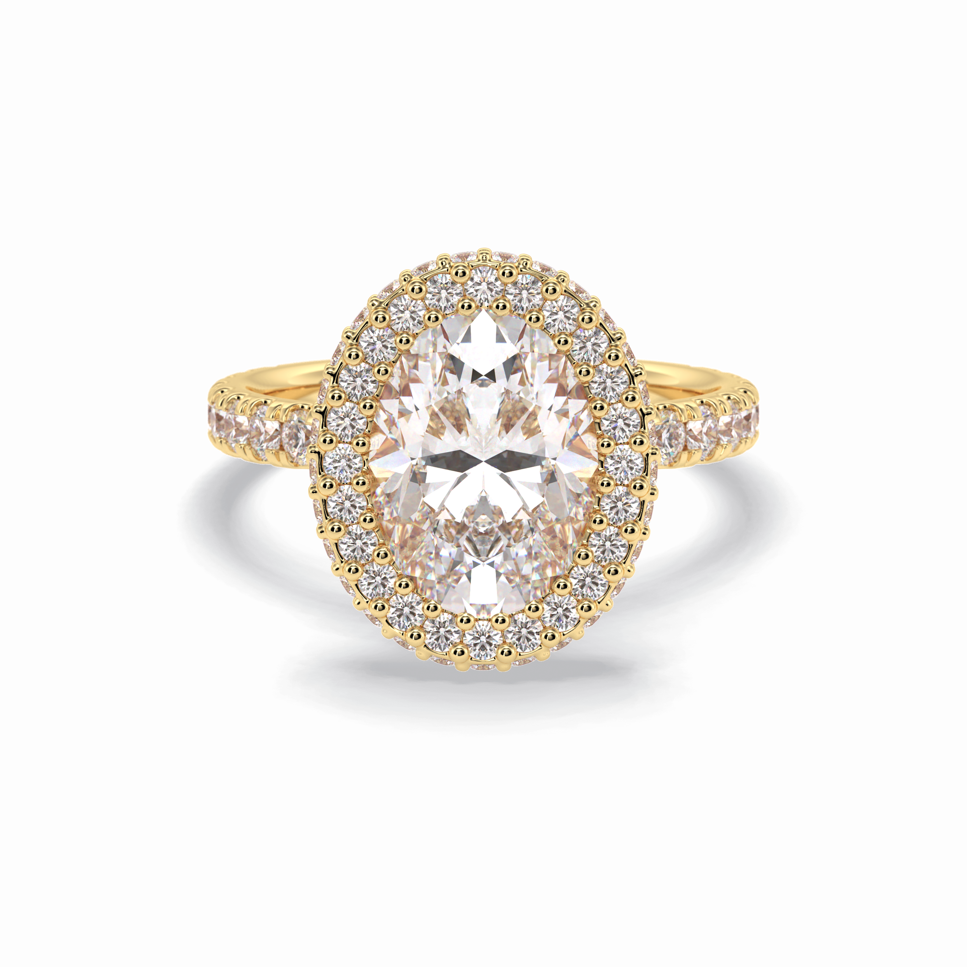 Oval Halo & Pave Lab Grown Diamond Engagement Ring
