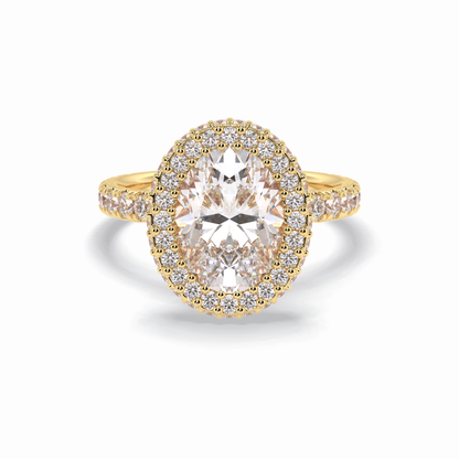 Oval Halo & Pave Lab Grown Diamond Engagement Ring
