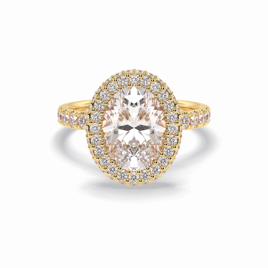 Oval Halo & Pave Lab Grown Diamond Engagement Ring