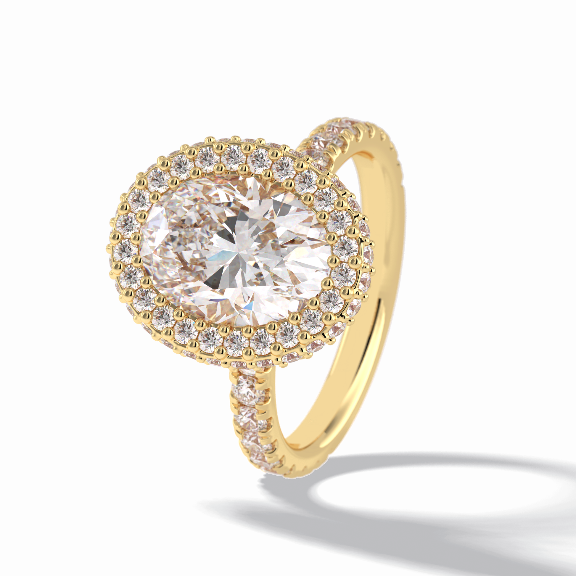 Oval Halo & Pave Lab Grown Diamond Engagement Ring