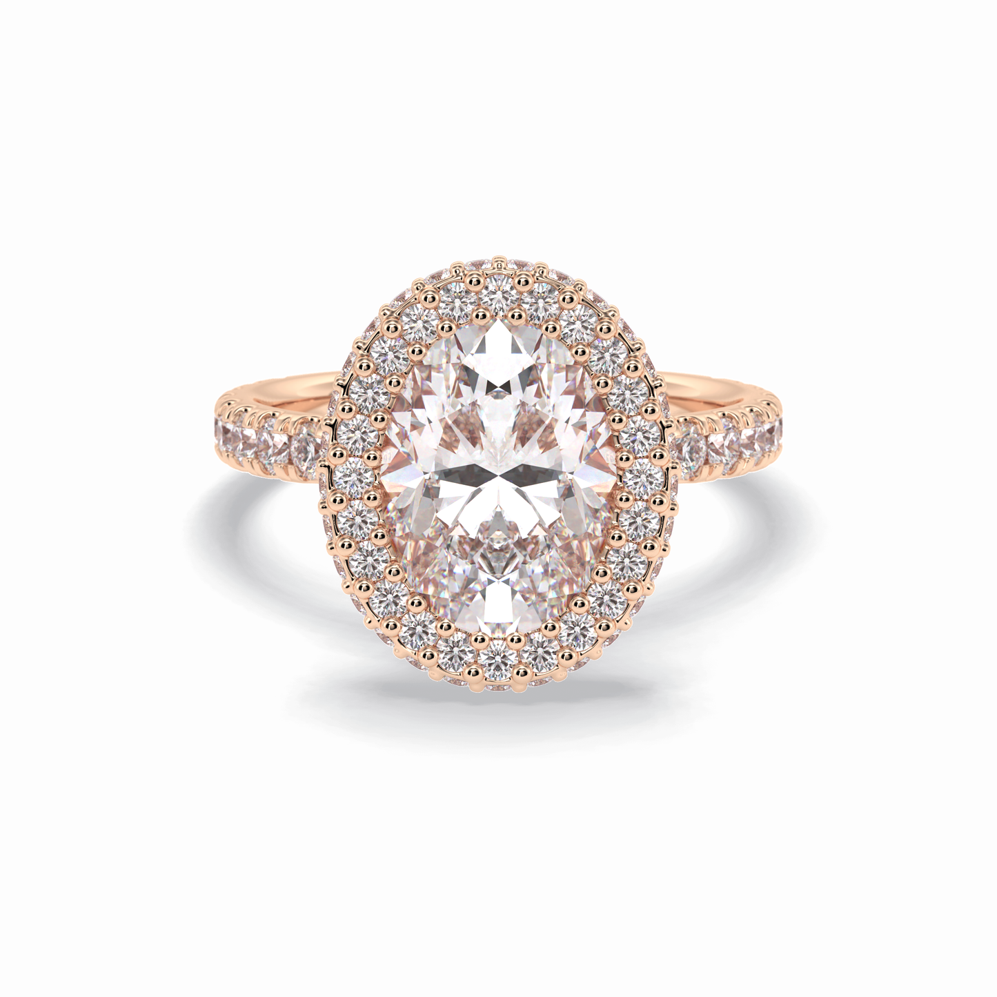 Oval Halo & Pave Lab Grown Diamond Engagement Ring
