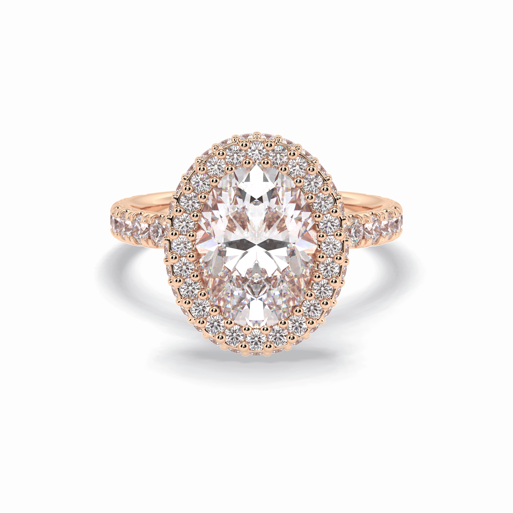 Oval Halo & Pave Lab Grown Diamond Engagement Ring