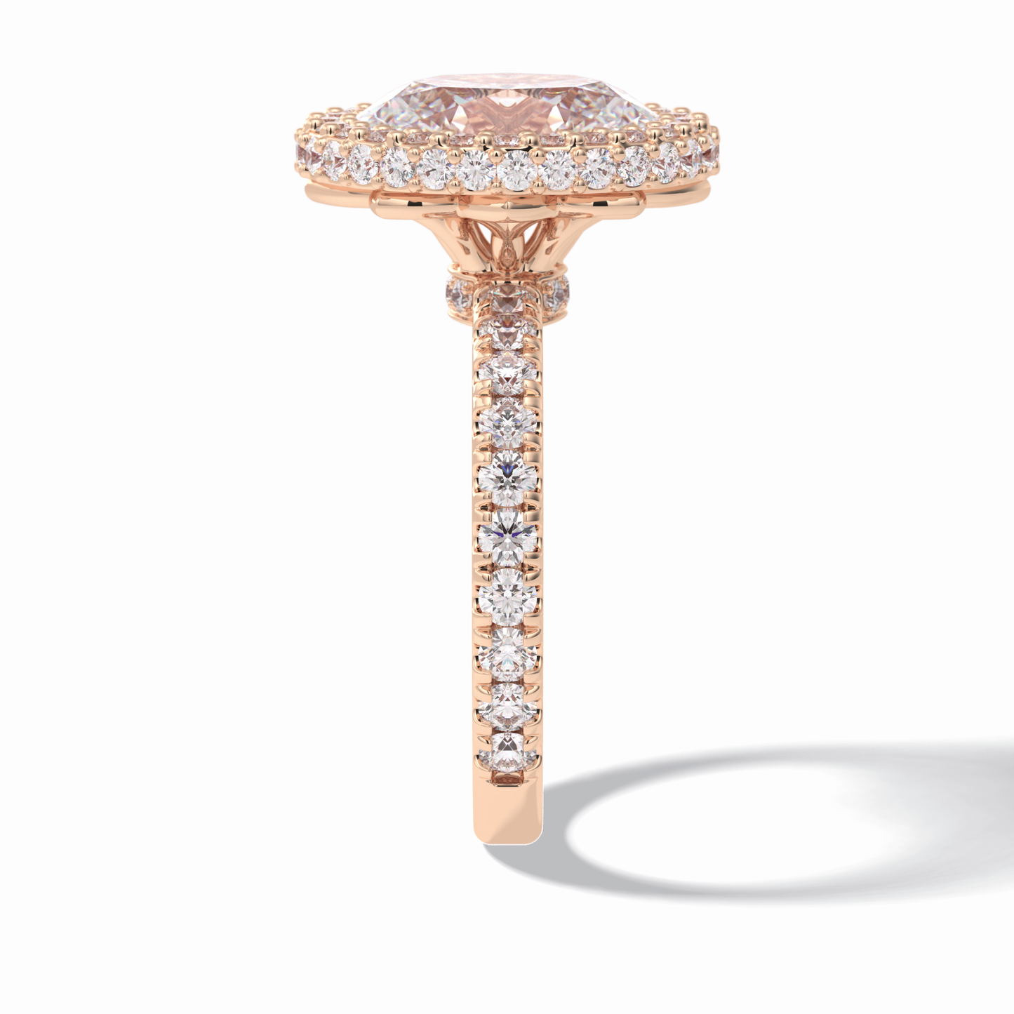 Oval Halo & Pave Lab Grown Diamond Engagement Ring