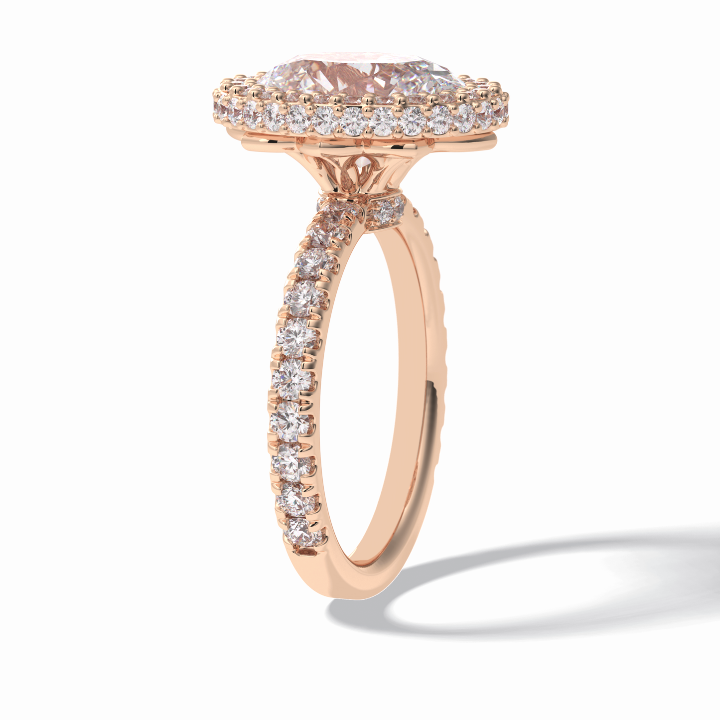 Oval Halo & Pave Lab Grown Diamond Engagement Ring