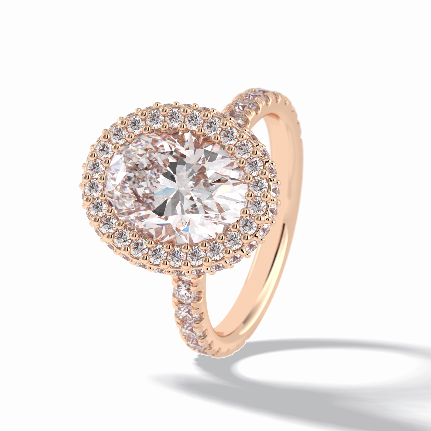Oval Halo & Pave Lab Grown Diamond Engagement Ring