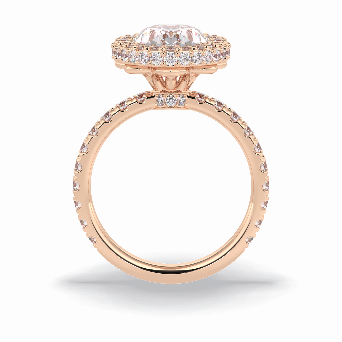 Oval Halo & Pave Lab Grown Diamond Engagement Ring