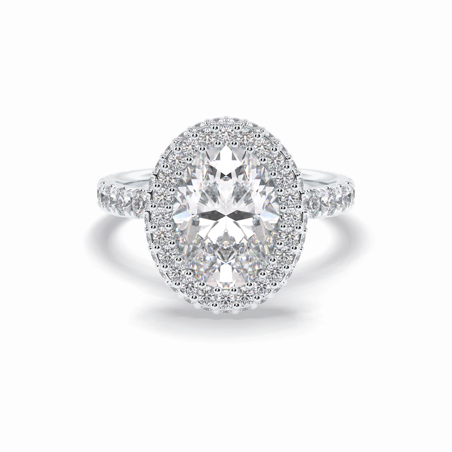 Oval Halo & Pave Lab Grown Diamond Engagement Ring
