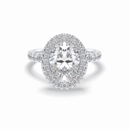 Oval Halo & Pave Lab Grown Diamond Engagement Ring
