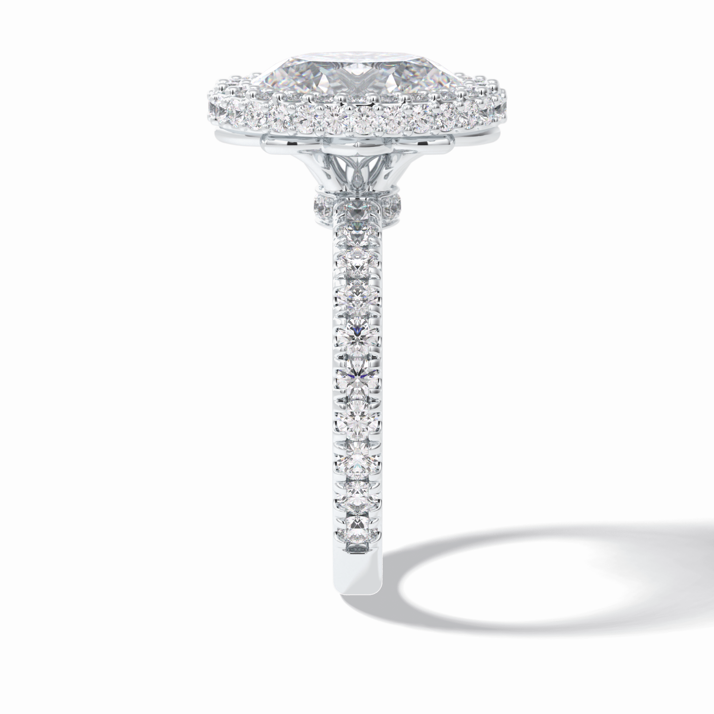 Oval Halo & Pave Lab Grown Diamond Engagement Ring
