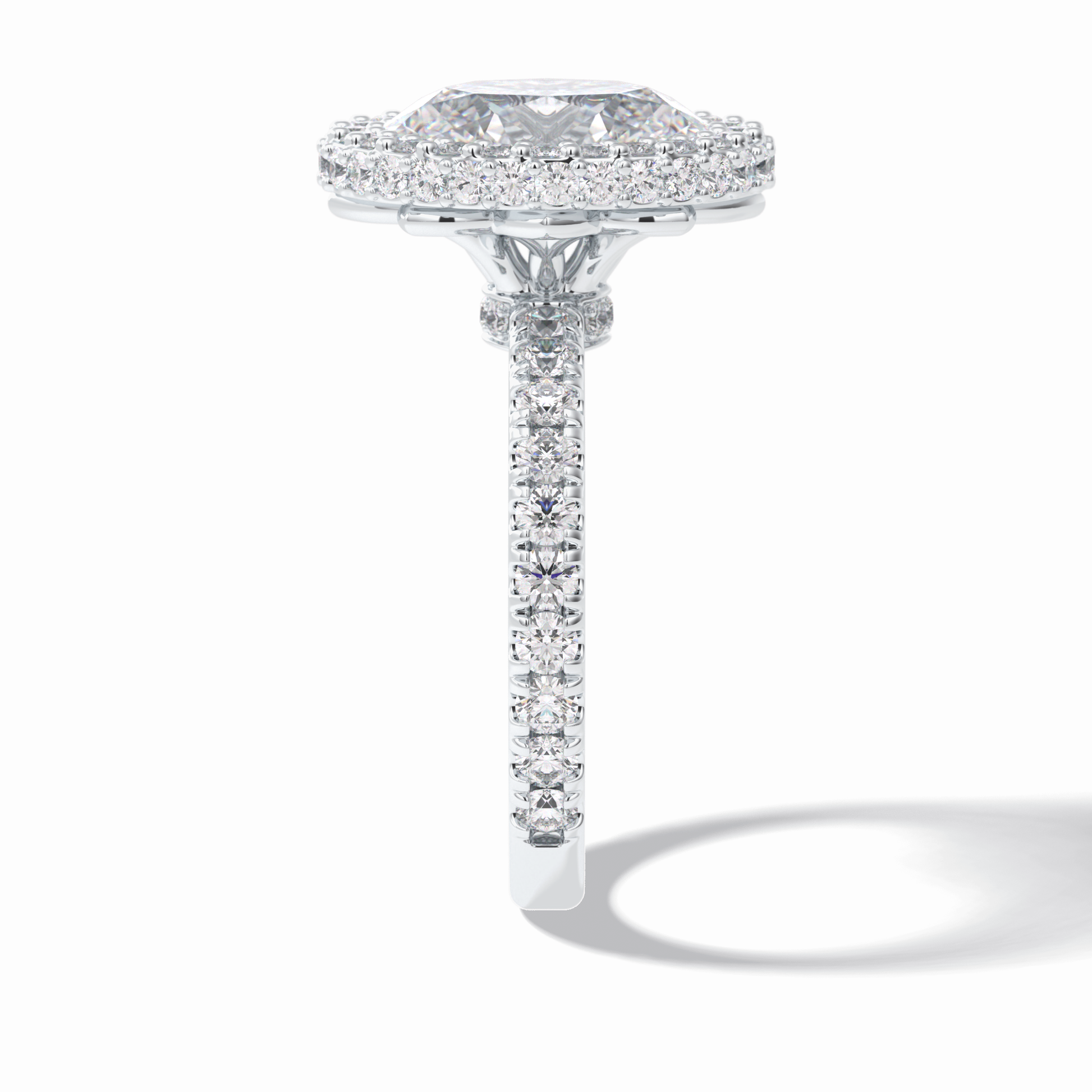 Oval Halo & Pave Lab Grown Diamond Engagement Ring