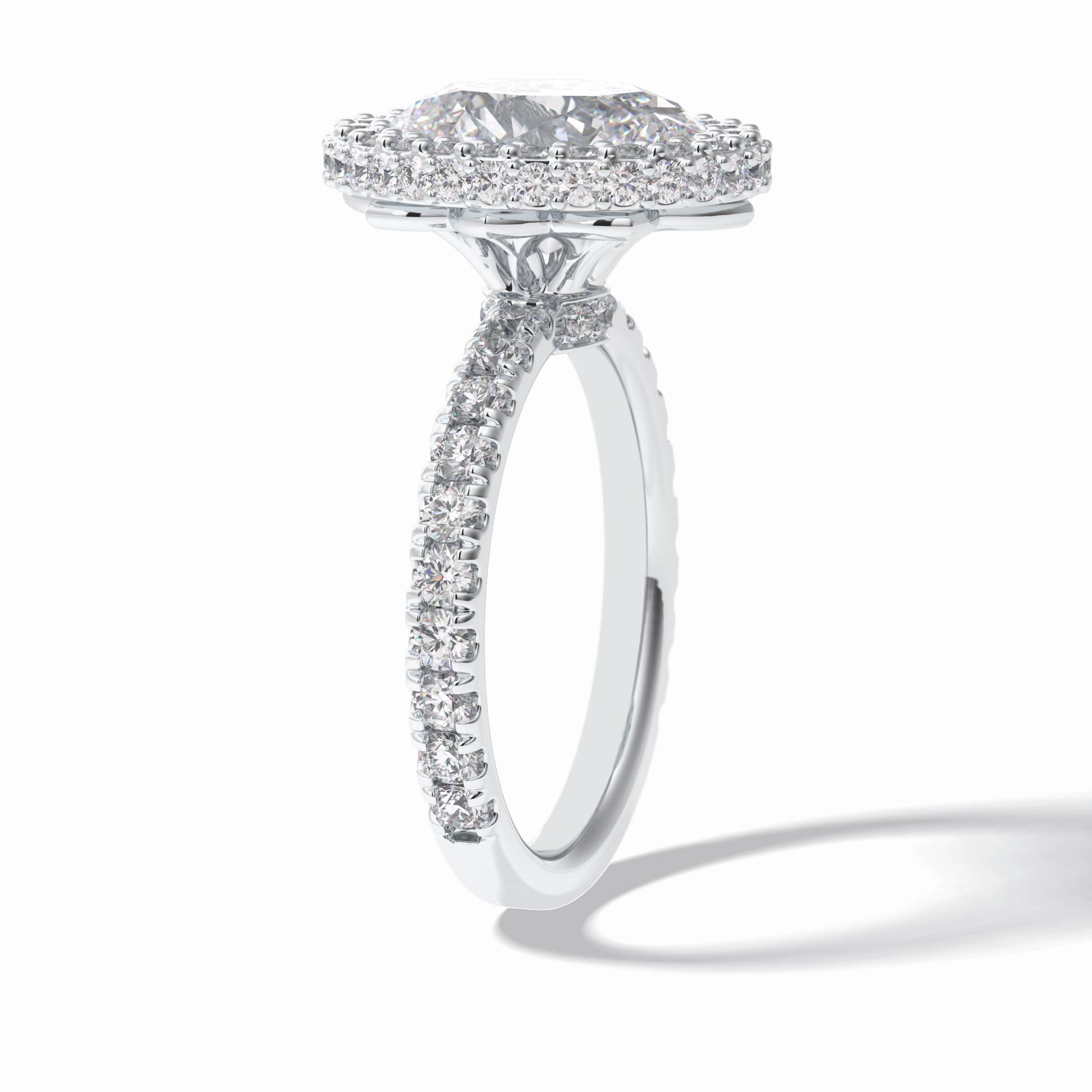 Oval Halo & Pave Lab Grown Diamond Engagement Ring