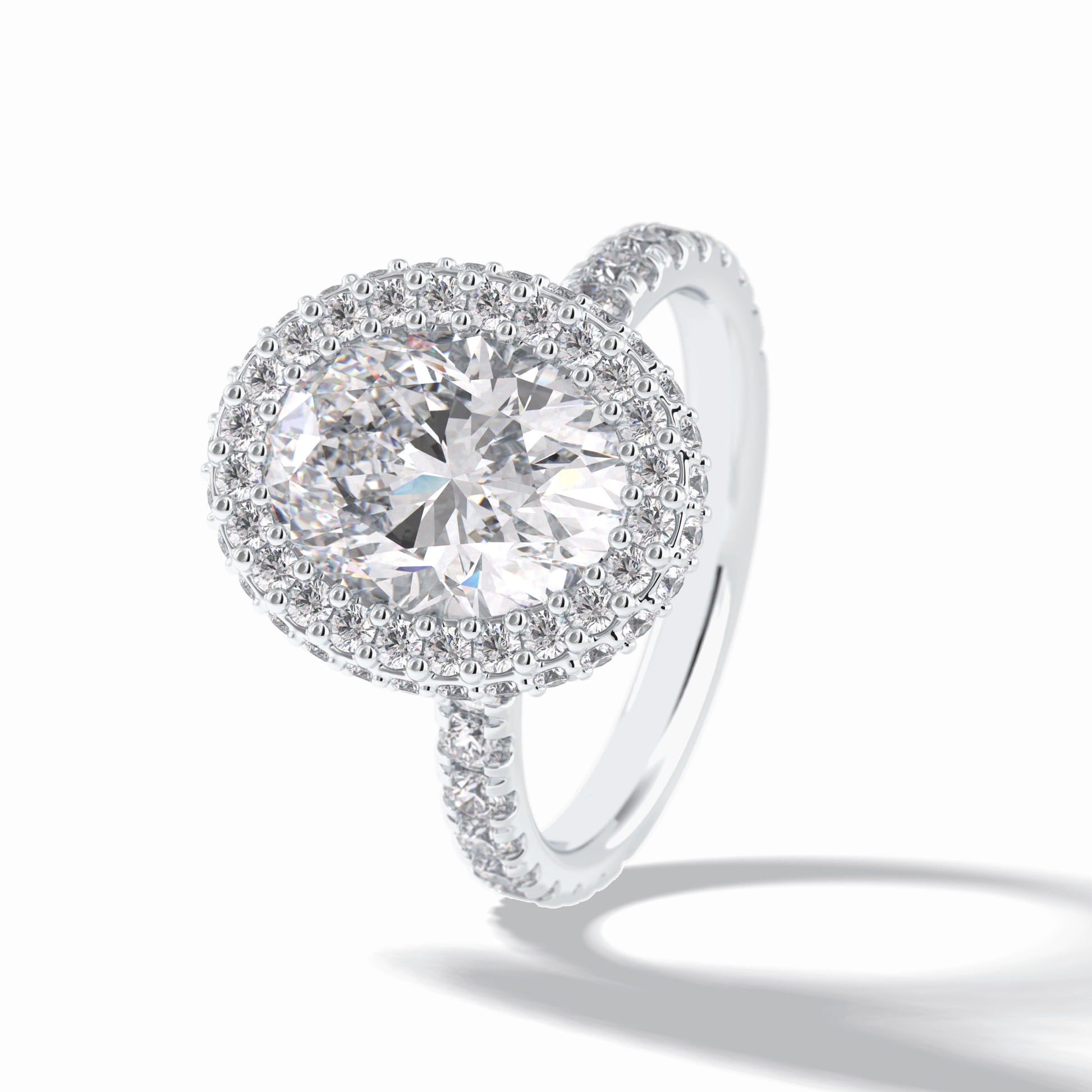 Oval Halo & Pave Lab Grown Diamond Engagement Ring
