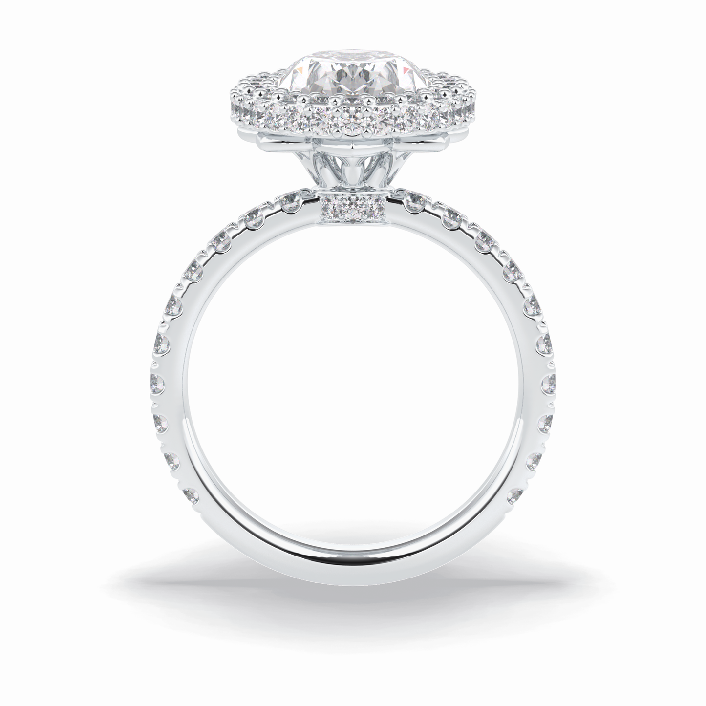 Oval Halo & Pave Lab Grown Diamond Engagement Ring