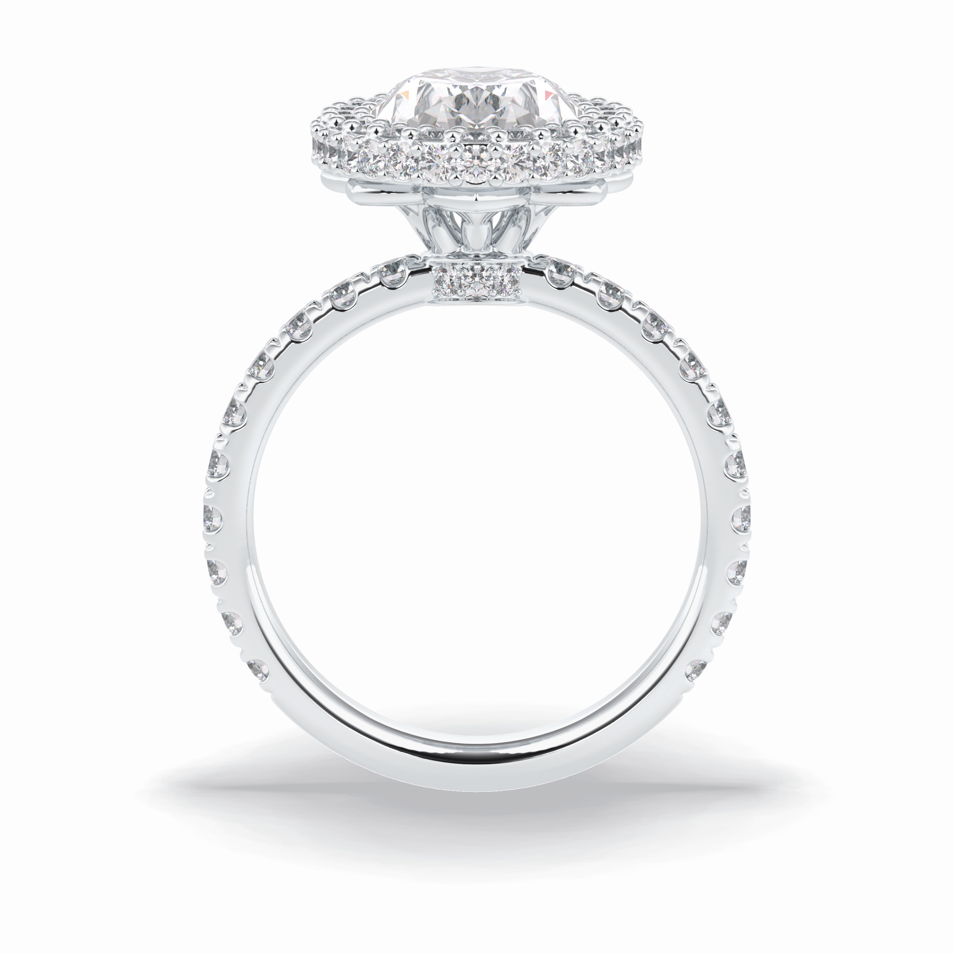 Oval Halo & Pave Lab Grown Diamond Engagement Ring