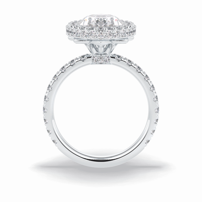 Oval Halo & Pave Lab Grown Diamond Engagement Ring